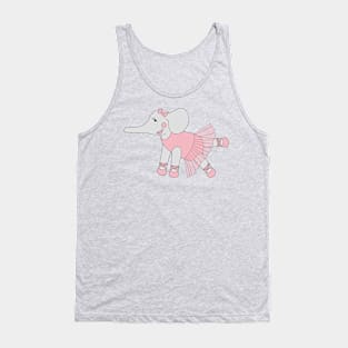 Grey Ballerina Elephant In Pink Tutu Digital Art | Melanie Jensen Illustrations Tank Top